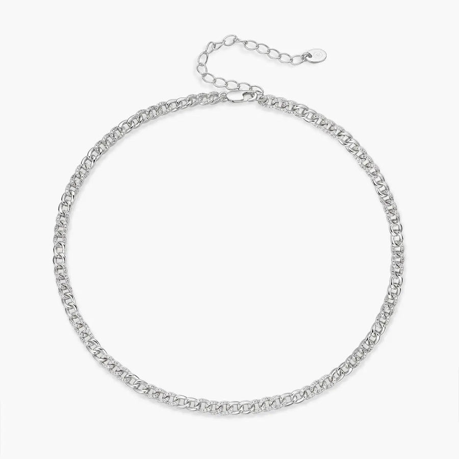 Mini Kettenhalskette mit halbem Pave-Knopf JW