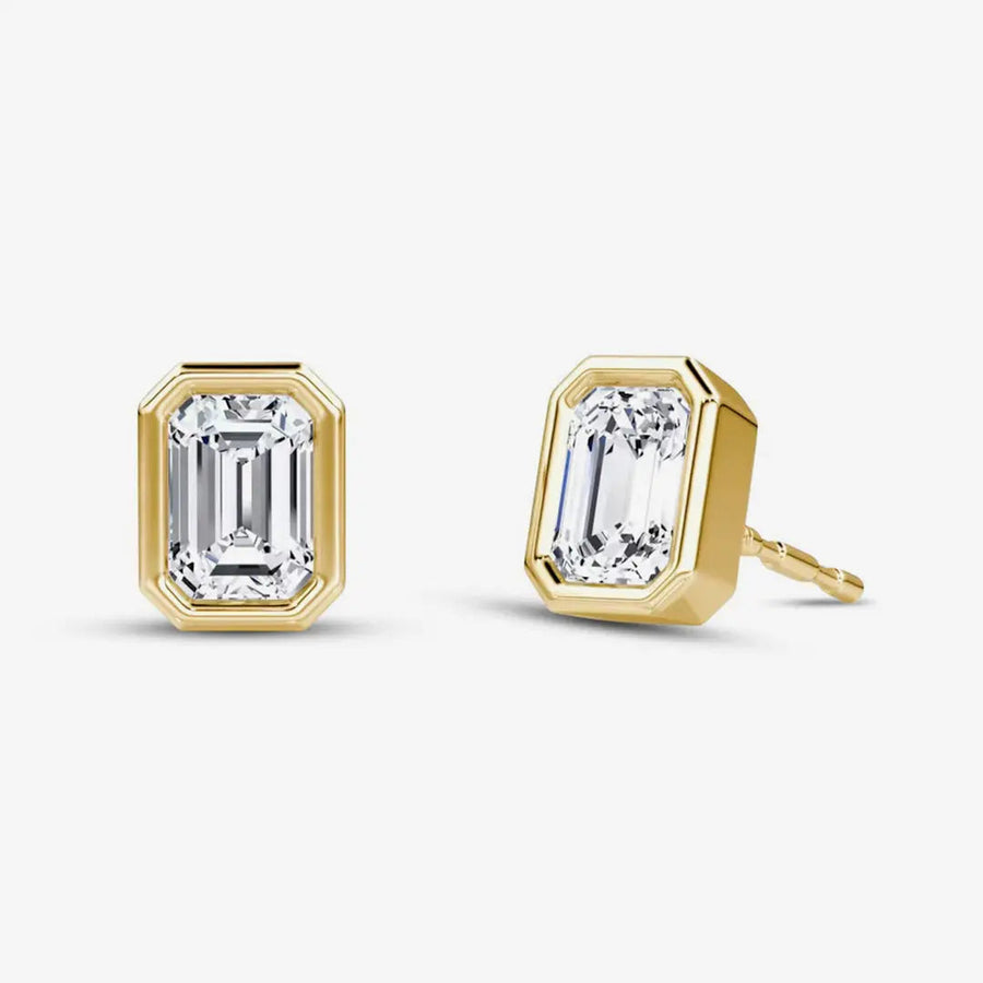 Baguette-Ohrringe 925 Sterling Silver, 18K Gold