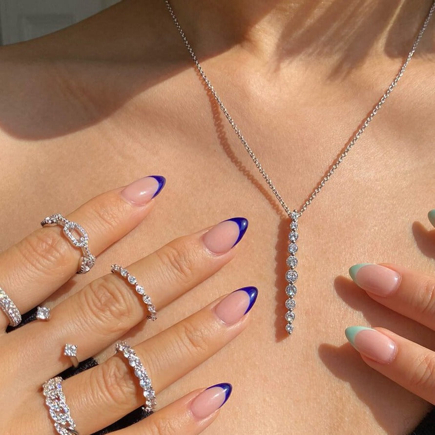 Graduierte brillante runde Y Drop Lariat-Halskette