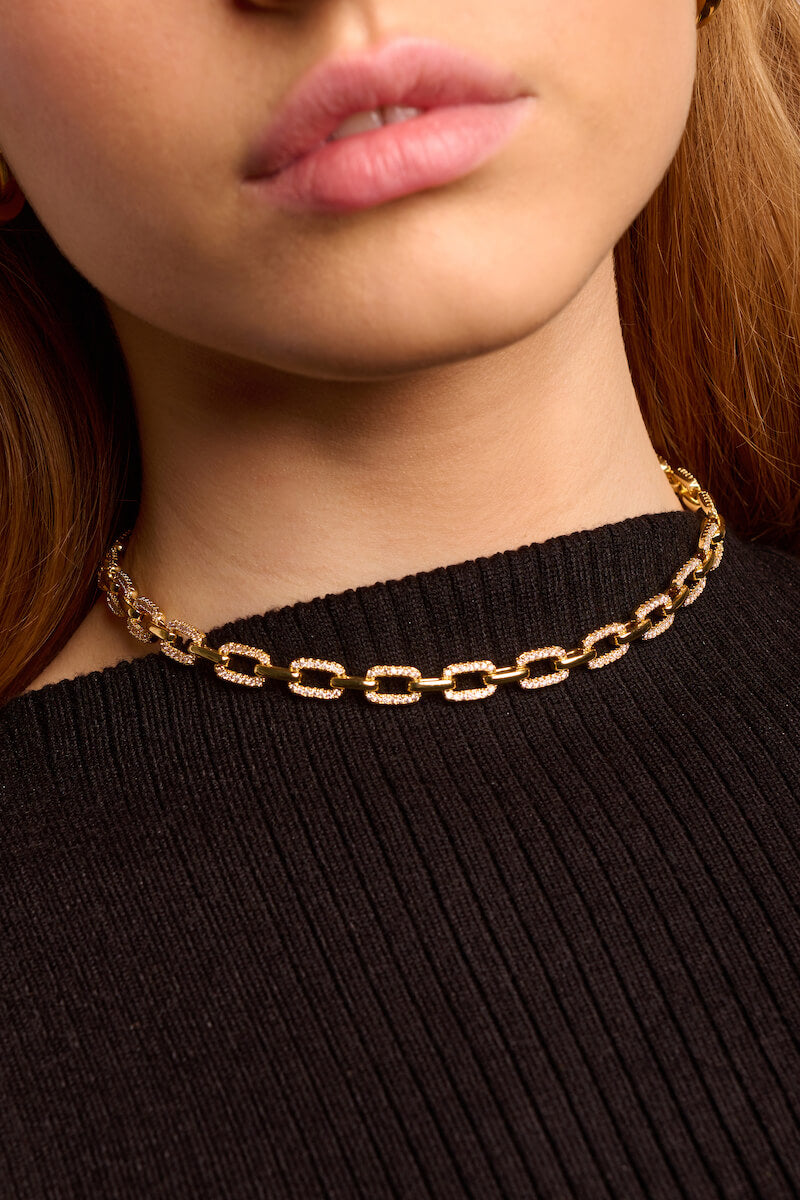 Halb Pavé Kettenglied Choker