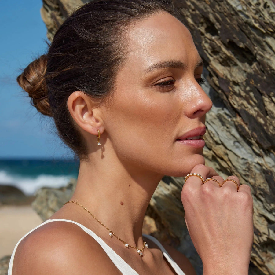 Diamant Drop-Hoop-Ohrringe
