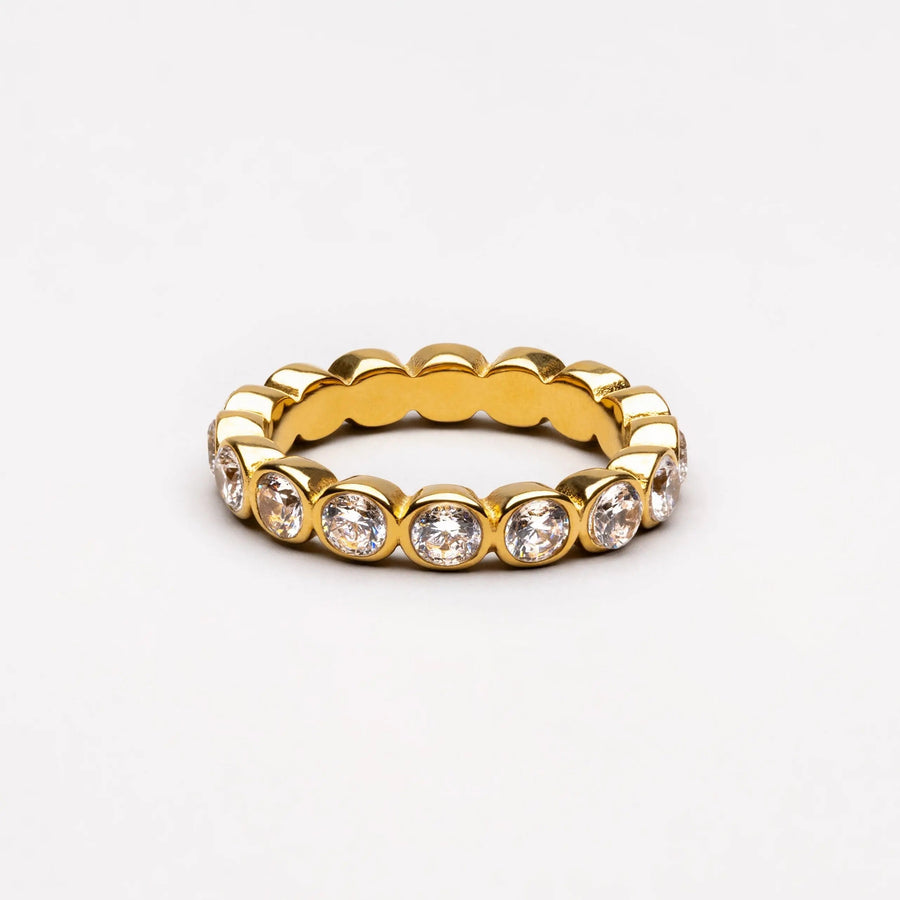 Perlenbesetzter Diamant-Ring