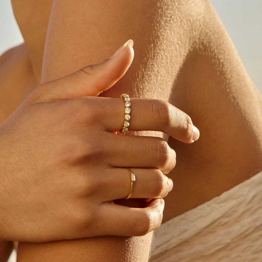 Perlenbesetzter Diamant-Ring
